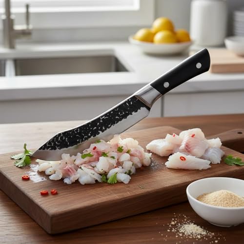 Image of Wizbiz Heavy Duty Meat & Fish Cutting Knife | Kukri Khukri Nepali Original Gurkha Style | Big Size Butcher Knife for Meat, Fish, Chicken, Bone Cutting | Sharp Thick Blade Kitchen & Camping Knife