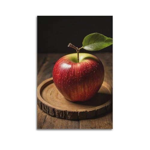 Poster mural moderne pomme rouge ZHOUKEG toile à suspendre fruit déco 60x90 cm