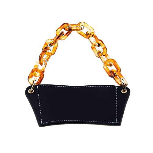 Tsnamay Pu Leather Portable Cup Holder, Pu Leather Cup Sleeve Coffee Cup Holder With Handle,Black + Amber Chain #TOP2