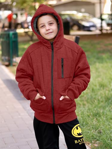Image of Boys Zip Up Hoodie Kid Hooded Jacket | Fleece Lining,Soft Warm coat,Fall Winter Outwear for 6-15 Years Unisex,Sweatshirt Suitable for School,Outdoor