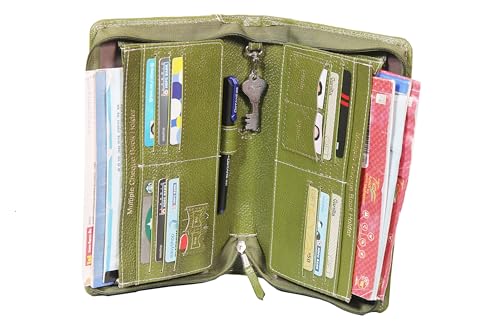 Image of Sukeshcraft Multiple Cheque Book Holder | Original Leather Holds Upto 8 Cheque Books, Locker Key Hook Matching Zipper (Leather)