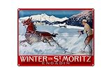 Femer Blechschild Reise 30x40 cm Winter in St. Moritz engadin Deko Schild