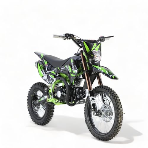 KXD 609K 125cc 17'/14' 4T mit Scheinwerfer Dirtbike Kinder CrossBike Enduro pocket Pitbike PocketBike Motocross Motorrad Motorbike Motorsport Pit Pocket Vollcross Enduro Grün