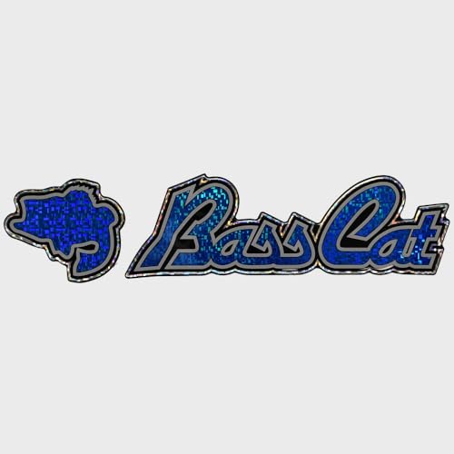 Bass Cat Boat Decal Logo Square Sparkle Blue