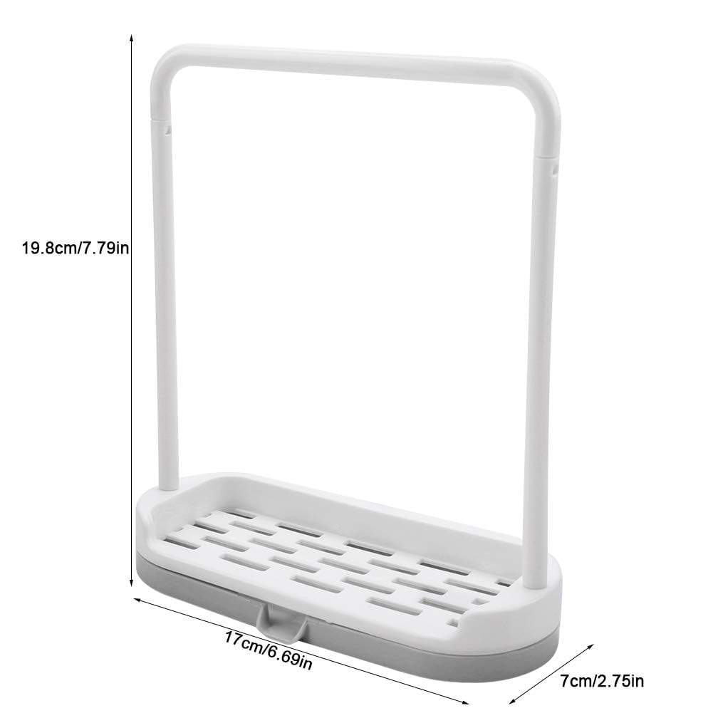 Kitchen Sponge Holder, Dishcloth Holder Sponge Holder Stand Rack Plastic Dishcloth Hanger Kitchen Sink Organizer Dish Sponge Holder(Grey) - Image 4
