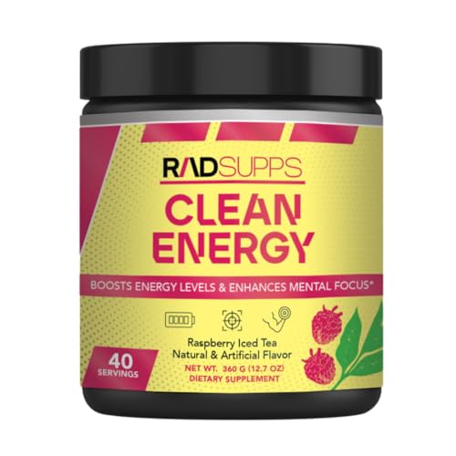 Image of Clean Energy - Pre Workout Powder for Men & Women with BCAAs Amino Acids, Energy Drink Powder, Amino Acid Energy Powder for Energy & Focus - 40 Servings (12.7 oz, Raspberry Iced Tea)