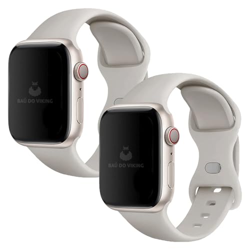 Kit com 2 Pulseiras Silicone Sport Esportiva Compatível com Apple Watch 38 40 41mm 42 44 45mm (38/40