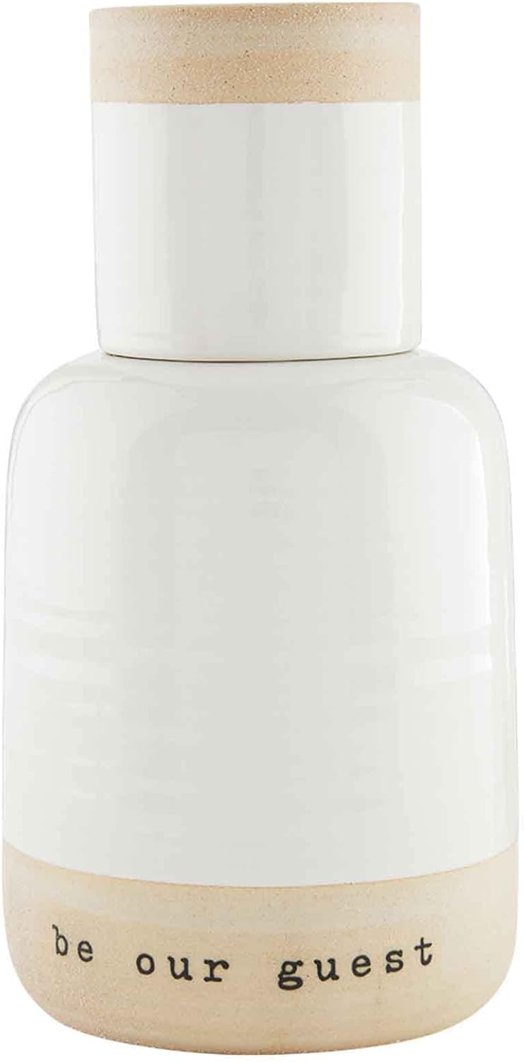 Mud Pie Bedside Carafe, Stoneware, 7 1/2" x 4" dia