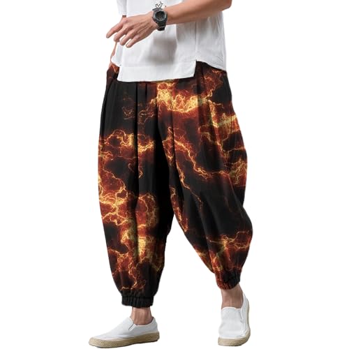 MARSVOVO Men's Casual Pants with Pockets Beach Summer Streetwear Harem Trousers Trendy Wide Leg Oversized Comfoy Outdoor