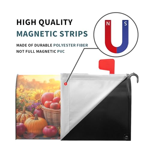 Image of Fall Harvest Mailbox Cover Magnetic Standard Size 21X18 Inch Autumn Floral Mail Box Covers Thanksgiving Pumpkin Mailbox Wraps Post Letter Box Cover for Seasonal Holiday Home Garden Yard Decor