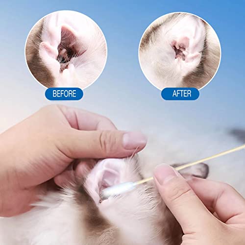 MZQSIY 50 Stück Pet Dog Ear Cleaner Bamboo Cotton Buds 15.5cm verbesserter Langer Stock, Wachsentferner, juckende Ohren, Reinigungstupfer zur Reinigung von Tieren, Infektionen(50 Stück)