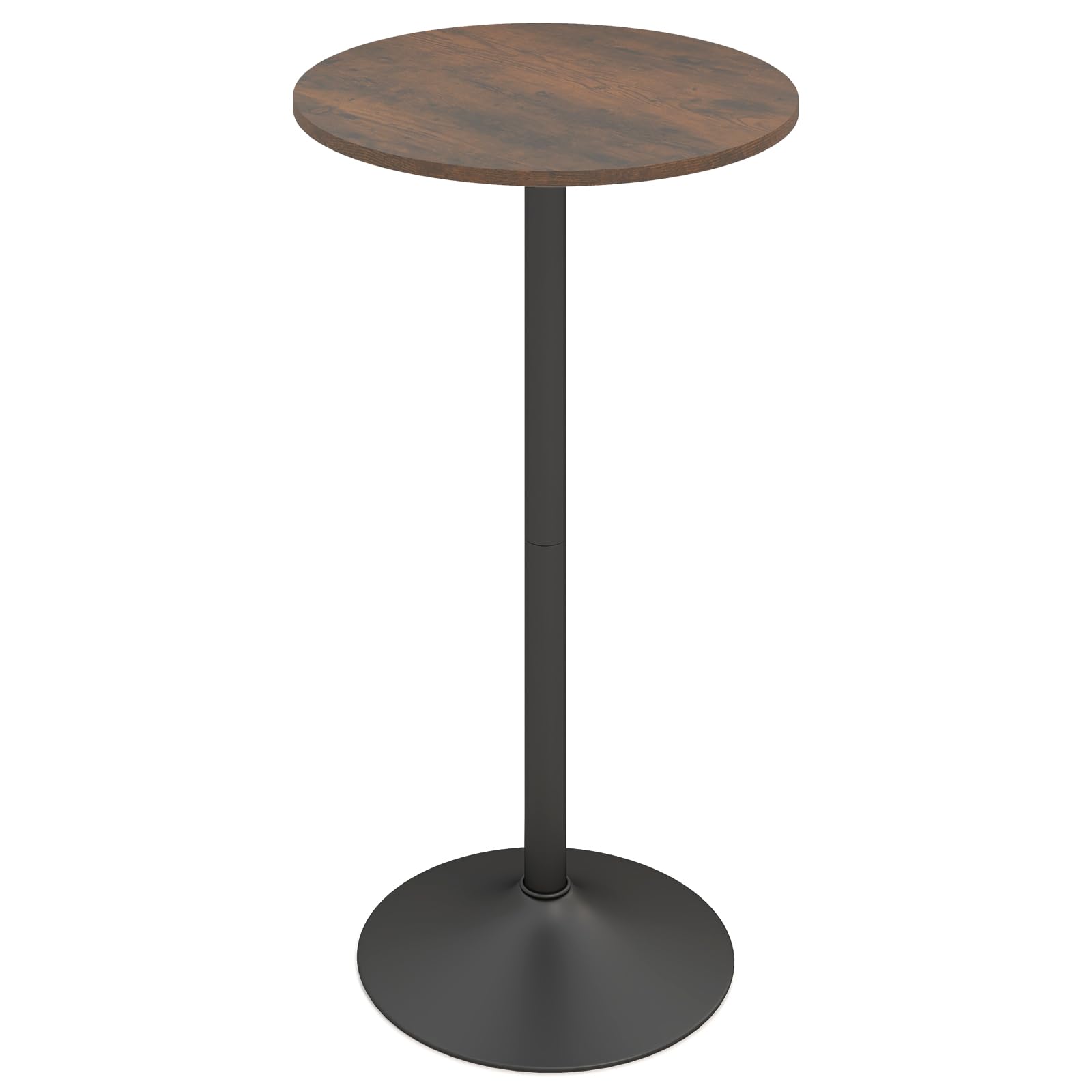 TANGZON Round Bar Table, 60 cm Bistro Table with Steel Frame, Pub Table with Metal Base and Non-Slip Foot Pad, Fixed Height Cocktail Table for Kitchen Dining Room Cafe, Rustic Brown, 60 x 60 x 101 cm