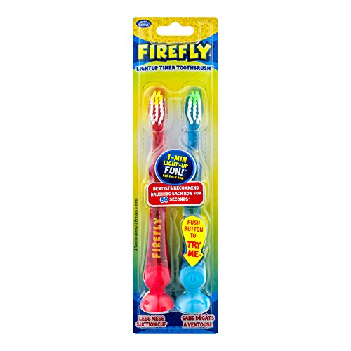 Firefly Lightup Timer Toothbrush with Suction Cup 2 ea (Color May Vary)