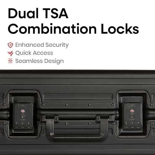Image of 20 Inch Premium All Aluminum Carry On Luggage 22x14x9 Airline Approved Zipperless Hard Shell Suitcase with TSA Lock Silent Spinner Wheels for Business Travel,Black