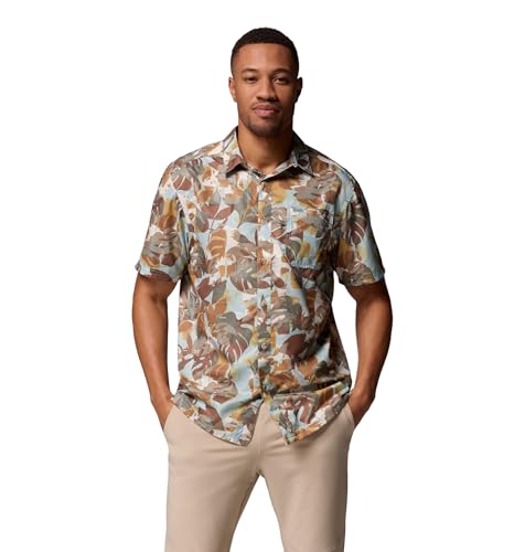 Columbia Mens PFG Super Slack Tide Camp Shirt, Crushed Blue Ikat Palms, 5X Tall