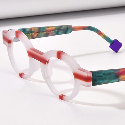 Image of HEPIDEM Multicolor Acetate Glasses Frame Women,Oversize Round Optical Eyeglasses