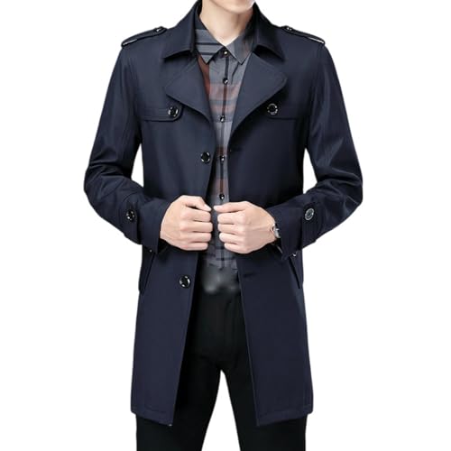 Trench bleu mi-longueur hommes fini les vestes froissées au bureau taille L
