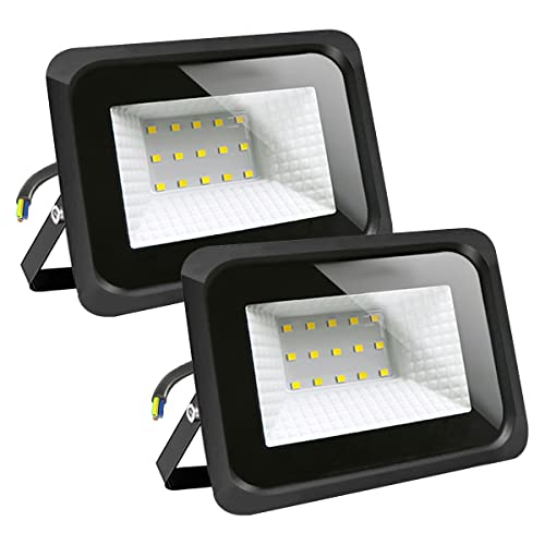 EXTRASTAR Focos Luces LED Exterior 20W, Impermeable IP65, Luz Cálida 3000K, 1600lm, para Puertas, Terraza, Jardín, Patio, Parque, Garaje, 2 pcs, Negro