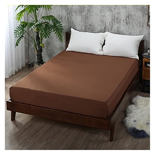 DSMYYXGS Hoja Suave y Ajustada con Banda elástica Cubierta de lecho sólido-Arruga, Fundido, Manchas y Hojas Resistentes a la abrasión (Color : Coffee, Size : 2 pillowcase47x74cm)