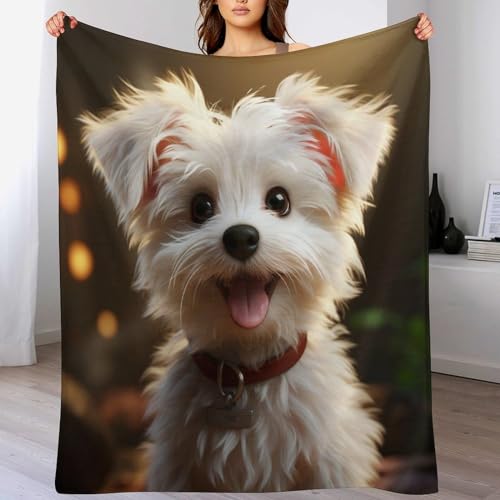 Couverture flannel chien peluche extra doux thermique premium