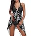 Forlisea Womens Plus Size Halter Tankini Swimwear Swimsuit 2 Pieces