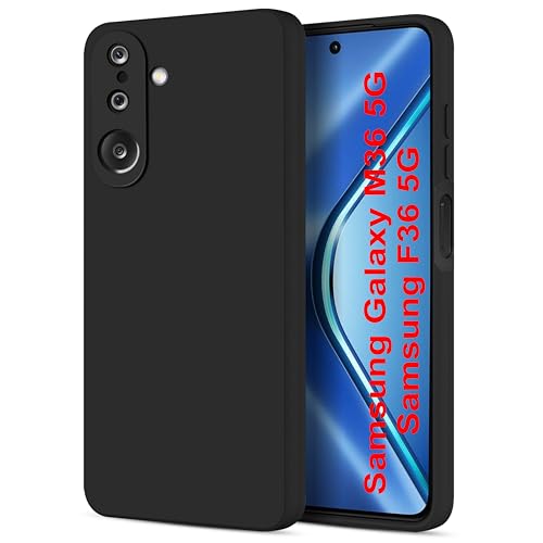 Image of SBMS Silicone Back Cover Case for Samsung Galaxy M36 5G / F36 5G | Soft Micro-Fibre Lining Inside | Camera Protection Bump | Shockproof Back Cover Case for Samsung M36 5G / F36 5G (Black)