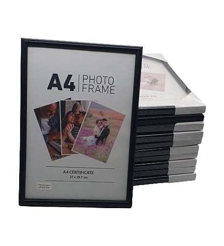 Trendi® Pack of 12 A4 Photo/Certificate/Picture Frame/Wall Hanging & Desk Mountable Plain 21cm X29.7cm (Black)