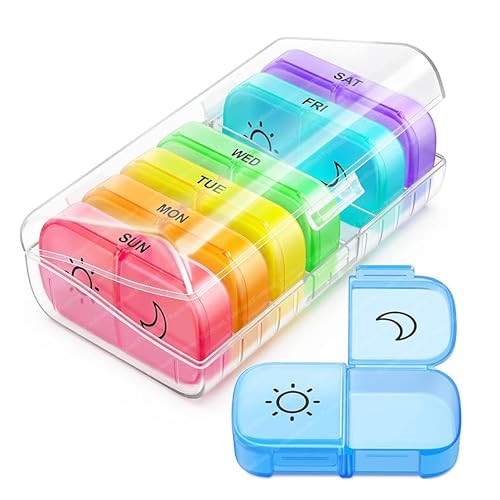 Image of FunBlast Pill Organizer Box - 2 Times A Day 7 Day Pill Box Holder, Portable Medicine Case with Separate Compartments, Tablet Container for Daily, Medicine Organizer Box