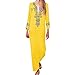Produktbild Damen Kleider, TWBB Lose Retro Drucken Hemdkleid Kleider Lange Kaftan Damen Baumwolle Langarm Klar Lässig Übergroß MaxiKleid Unregelmäßig Saum Lang Kleid