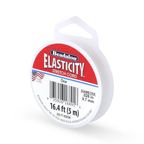 Beadalon Elasticity Stretch Cord, 0.7 mm, Clear, 5 m