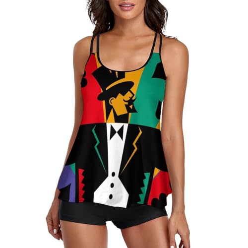 Maillot de bain tankini femme avec short de garçon pour plage