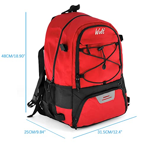 Wolt | Turf Lacrosse Backpack Bag- Lacrosse Bags For Boys- Extra Large Lacrosse Bag With Two Sticks Holder And Separate Cleats Compartment Field Hockey Bag (Red) #TOP1