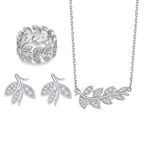 Bijoux de luxe en or 14K ensemble collier boucles d'oreilles blé bague diamant pour femme