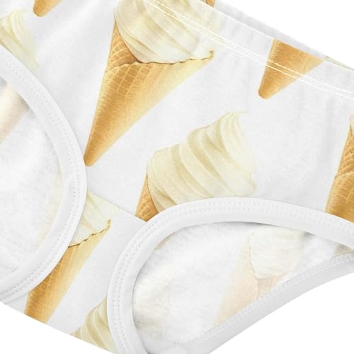 Cotton Toddler Underwear Floral Realistic Ice Cream Cone White Panties for Girl Colorful Briefs Kids Undies 2t4