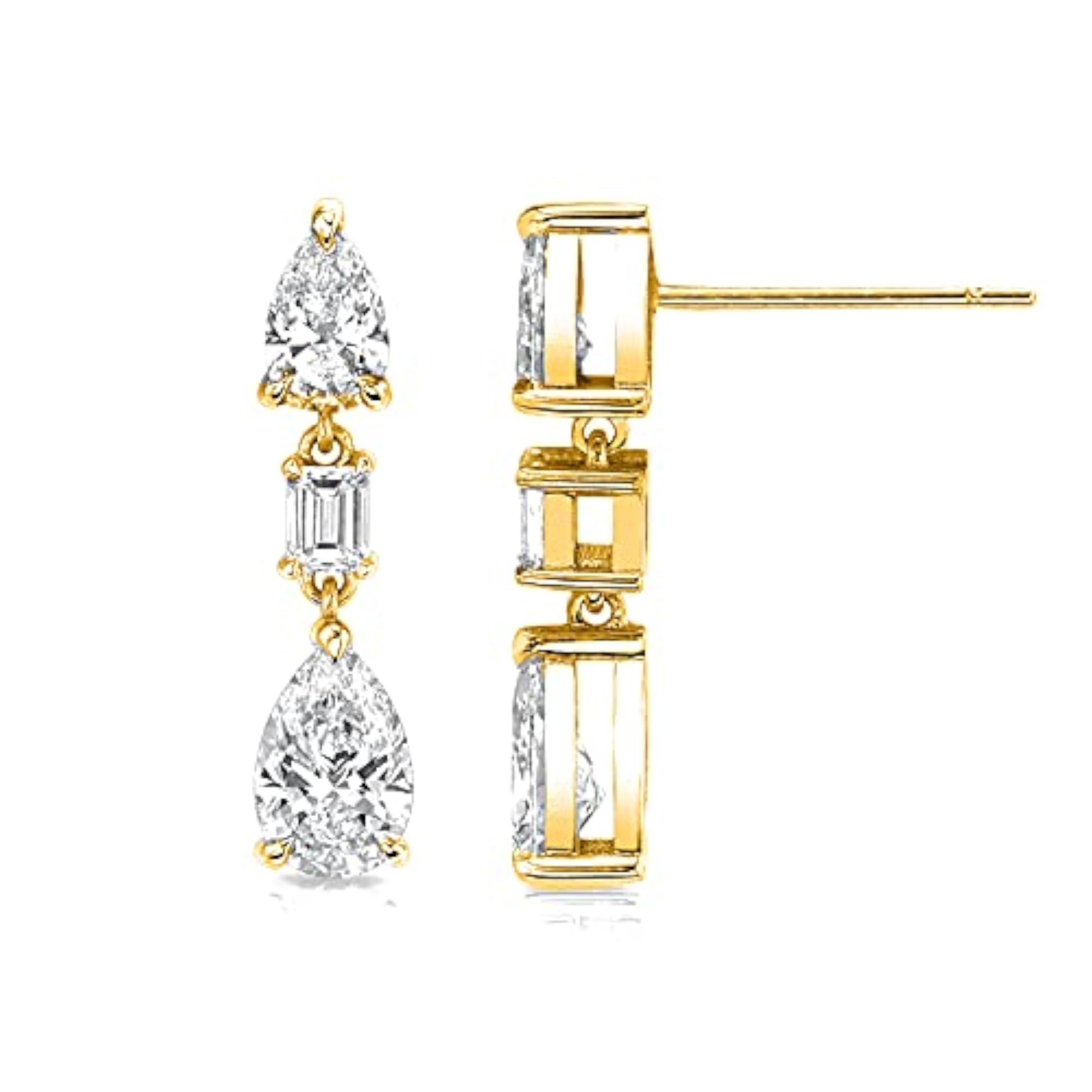 Gold Plated Crystal Diamond Drop Earrings, Elegant Gift for Women