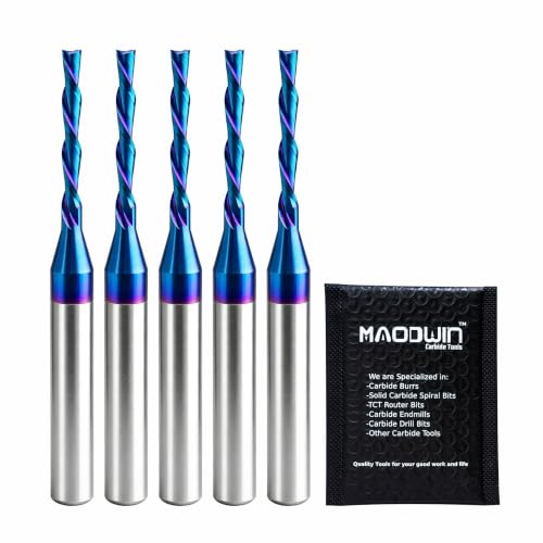 5Pcs Downcut Spiral Router Bit 1/4 Shank for CNC Engraving Trimming