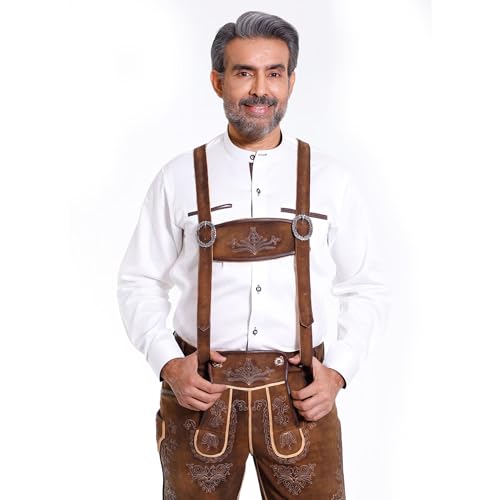 Image of Bavarian Suspenders for men | Authentic Lederhosen suspenders with buckles for Oktoberfest Costume