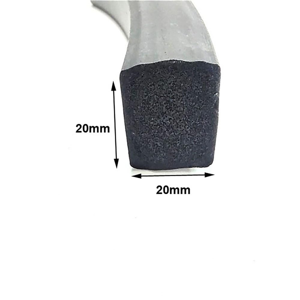Guarnizione In Gomma for Porta Dell'armadio Da 5 M In Schiuma EPDM Nera | Schiuma a cellule chiuse, resistente compressione, -30 a 150°C, sigillatura quadri elettrici(20mmX20mm)
