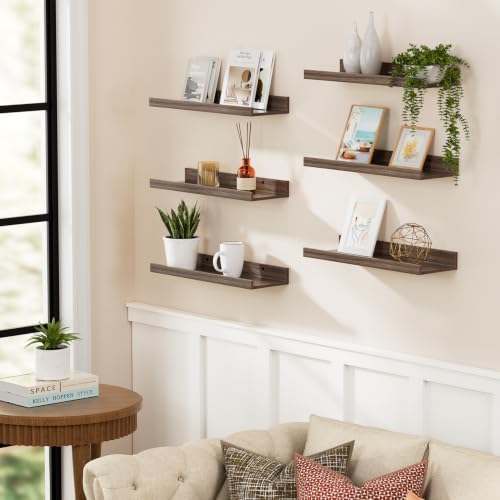 Image of BAYKA 15.7x5.12 Floating Shelves for Wall,Room Decor,Raised Lip,6 Pack