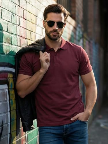 Image of XENOVAURBAN Cotton Polo t Shirt for Man | Regular Fit Solid Color Classic Cotton Polo T-Shirt with Collar for Men