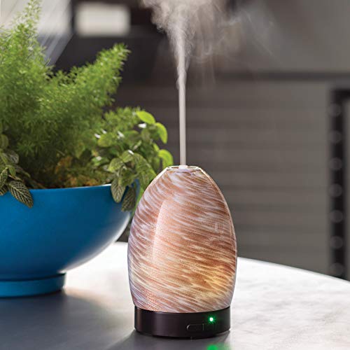 Airome Sparkling Sands Medium Hand-Blown Glass Essential Oil Diffuser|100 Ml Humidifying Ultrasonic Aromatherapy Diffuser 8 Colorful Led Lights, Intermittent & Continual Mist, Auto Shut-Off, Rose Gold #TOP2