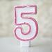 Number "5" Numerals Birthday Party Cake Candle - Glitter Pink & White