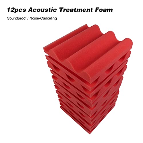 Moochy 12pcs Tratamento acústico Onda de espuma Painéis de espuma acústica à prova de som Placa de e
