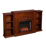 SEI Furniture Chantilly Electric Bookcases Fireplace, Autumm Oak