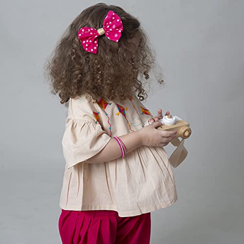 Image of Tiber Taber Girl's Cotton Phulkari Top Set, Ideal for Any Festivals and Cultural Occasion