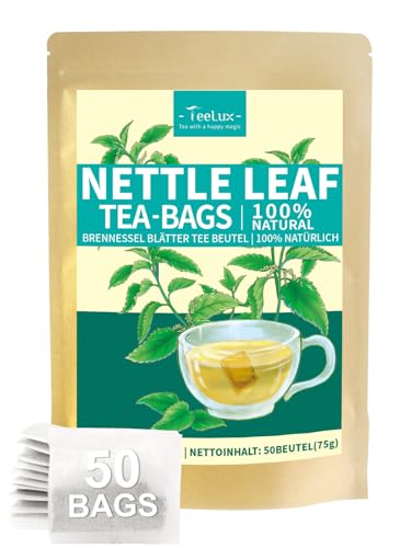 TeeLux Brennnessel Tee Beutel 50 Stück Vegan Reine Brennnesselblätter Koffeinfrei Natürlicher Kräutertee