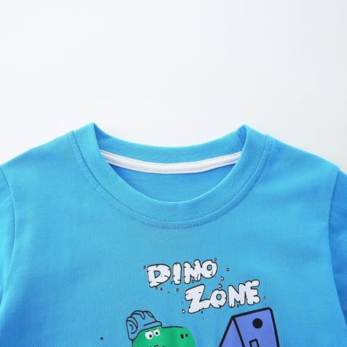 Image of Toddler Boy Clothes Cartoon Cotton Summer Short Sleeve T-Shirt and Shorts Kids Outfit Set 2-7 Year