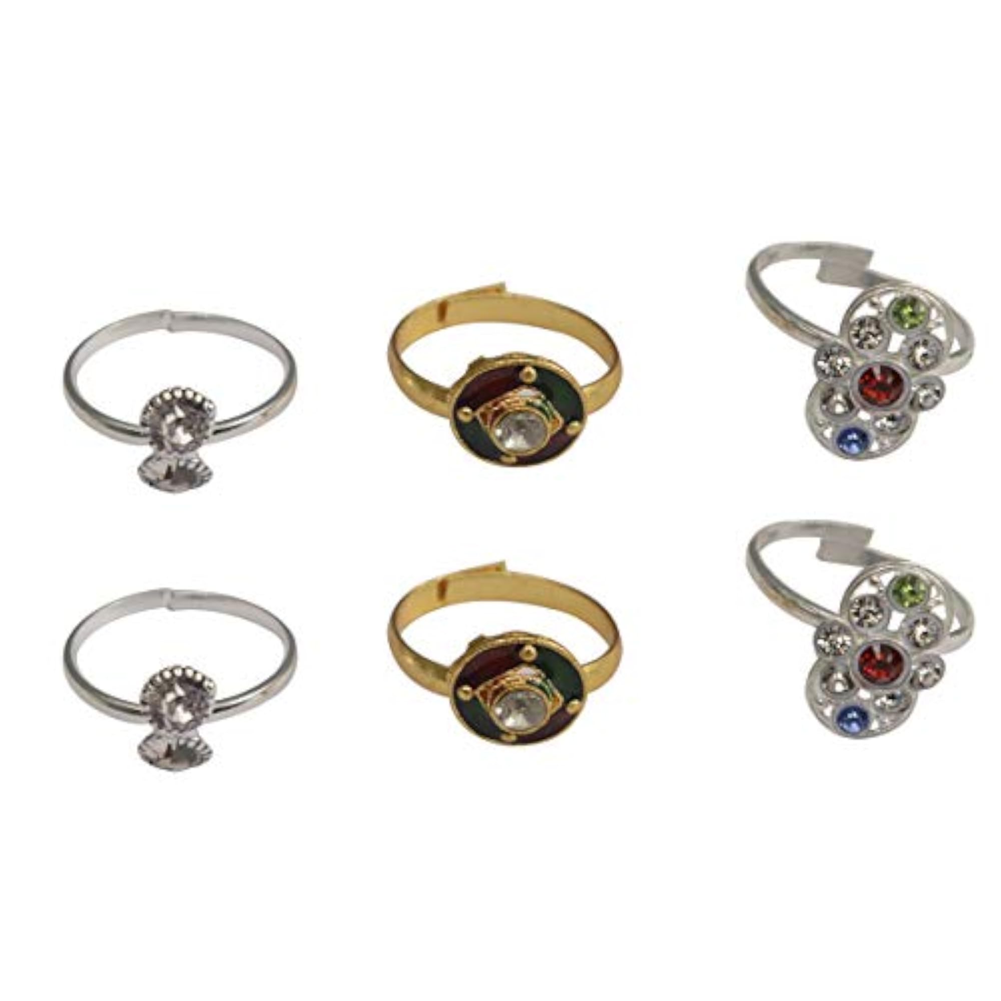 3 Pairs Traditional Toe Rings Set