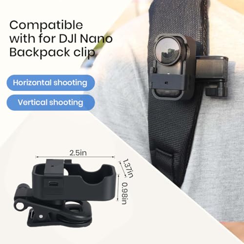 Image of ZORBES Camera Backpack Clip for DJI Osmo Nano, 360 Rotation Horizontal Vertical Quick Release Mount Hat Camera Clip for Backpack Compatible with DJI Nano Accessories