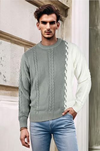 GINGTTO Mens Sweater Long Sleeve Slim Fit Crewneck Pullover Sweater3